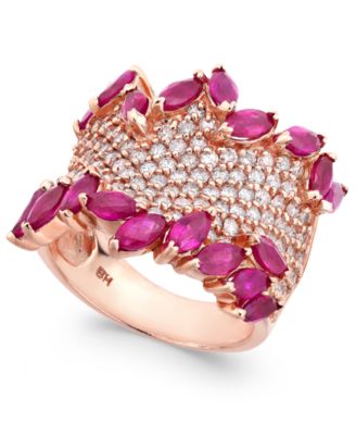 EFFY Collection - Ruby (3-1/4 ct. t.w.) & Diamond (1-3/8 ct. t.w.) Ring in 14k Rose Gold