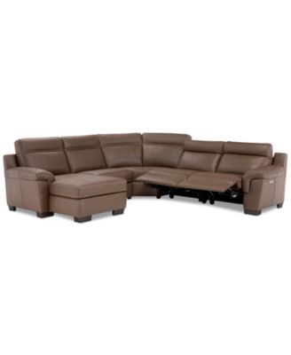 Furniture - Julius II 5-Pc. Leather Sectional Sofa With 2 Power Recliners, Power Headrests, Chaise & USB Power Outlet