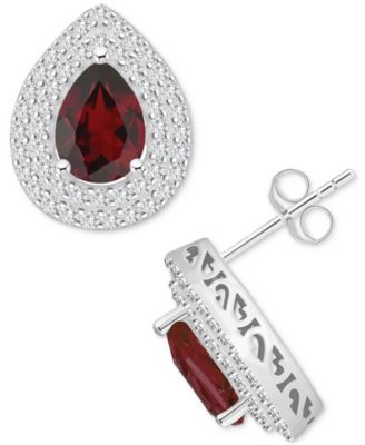 Macy's - Amethyst (1-3/4 ct. t.w.) & White Topaz (7/8 ct. t.w.) Pear Stud Earrings in Sterling Silver (Also in Citrine, Rhodolite Garnet, Peridot, & Blue Topaz)