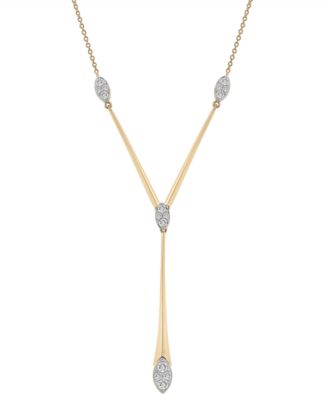 Wrapped in Love - Diamond Cluster Elongated Lariat Necklace (1/2 ct. t.w.) in 14k Gold, 16" + 2" extender