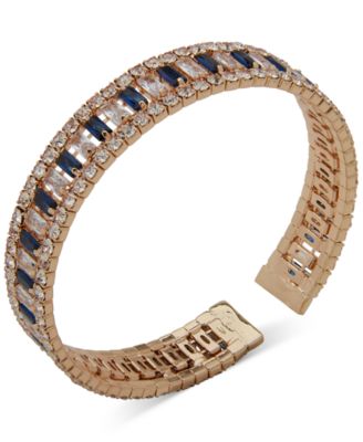 Anne Klein - Gold-Tone Blue Baguette Stone Cuff Bracelet