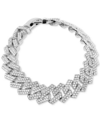 ADORNIA - Rhodium-Plated Pav&eacute; Cuban Chain Link Bracelet