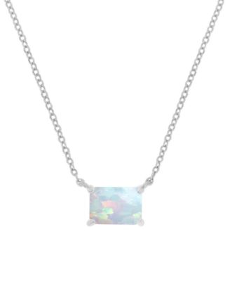 Macy's - Lab-Grown Opal Rectangle Cut Solitaire 18" Pendant Necklace (1 ct. t.w.)
