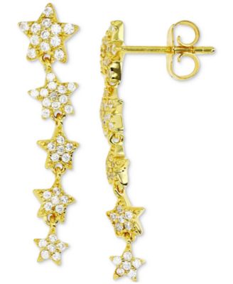 Macy's - Cubic Zirconia Graduated Star Linear Drop Earrings in 14k Gold-Plated Sterling Silver