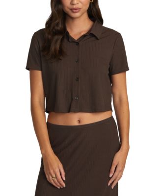 RVCA - Juniors' Jenni Cropped Short-Sleeve Shirt