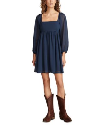 Lucky Brand - Women's Smocked-Bodice Sheer-Sleeve Mini Dress