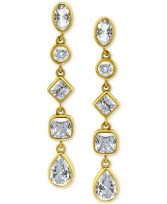 Giani Bernini - Cubic Zirconia Linear Drop Earrings (3-1/2 ct. t.w.) in 18k Yellow Gold Over Sterling Silver