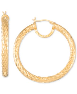 Simone I. Smith - Rope Hoop Earrings in 18k Yellow Gold Over Sterling Silver