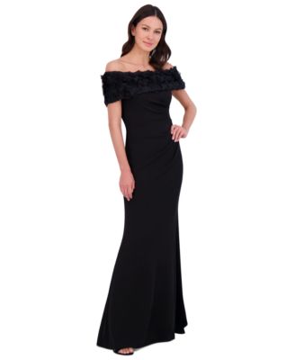Eliza J - Petite Rosette-Trim Off-The-Shoulder Evening Gown