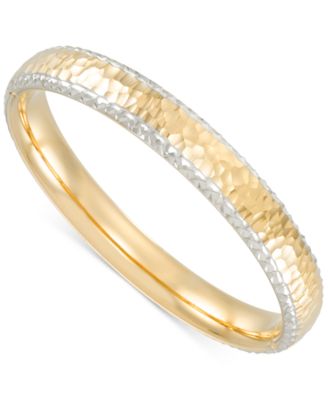 Signature Gold - Hammered Oval Hinged Bangle Bracelet in 14k Two-Tone Gold Over Resin