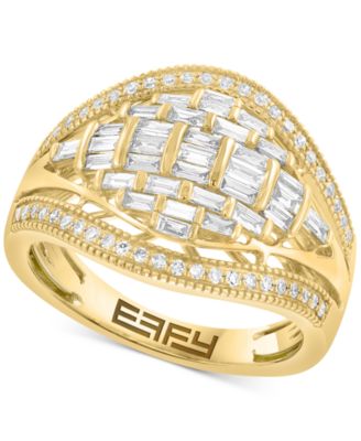 EFFY Collection - Diamond Round & Baguette Curved Statement Ring (5/8 ct. t.w.) in 14k Gold