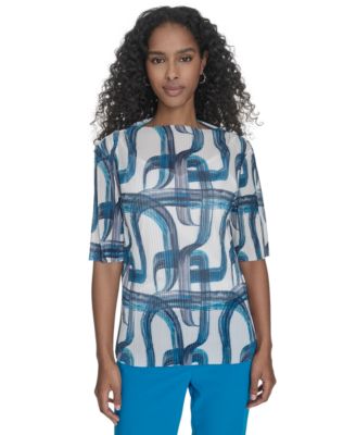 Calvin Klein - Women's Printed Mesh Blouse
