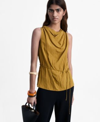 MANGO - Women's Textured Bow Top