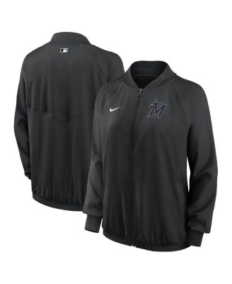 Nike - Women's Black Miami Marlins Authentic Collection Team Raglan Performance Full-Zip Jacket