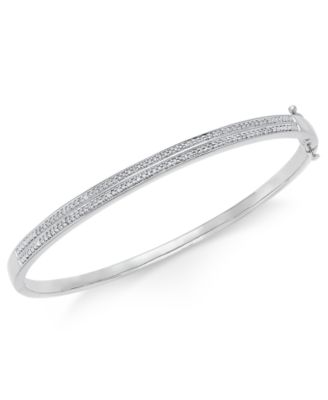 Macy's - Diamond Pav&eacute; Bangle Bracelet (1/4 ct. tw.) in 14k Gold Over Sterling Silver