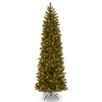 National Tree Company - National Tree 6 .5" Feel Real Downswept Douglas Fir Pencil Slim Tree with 300 Clear Lights