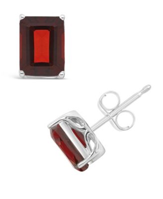 Macy's - Emerald-cut Gemstone Stud Earrings in Sterling Silver. Available in Garnet, Citrine and Amethyst