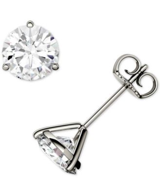 Charles & Colvard - Moissanite Three Prong Stud Earrings (1-5/8 ct. t.w. DEW) in 14k White Gold