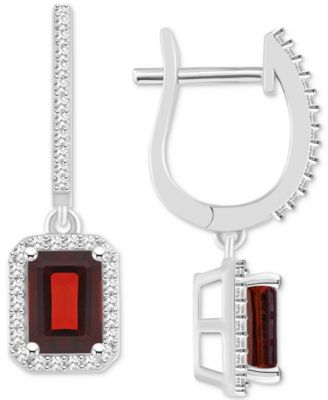Macy's - Amethyst (2 ct. t.w.) & Diamond (1/3 ct. t.w.) Halo Leverback Drop Earrings in Sterling Silver (Also in Citrine, Blue Topaz, Opal, Peridot. & Rhodolite Garnet)