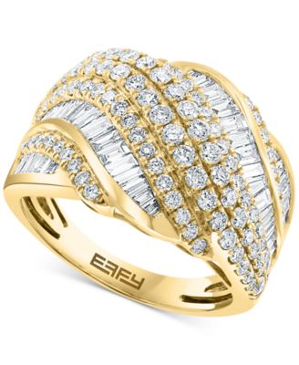 EFFY Collection - Diamond Baguette & Round Diagonal Multirow Ring (1-5/8 ct. t.w.) in 14k Gold