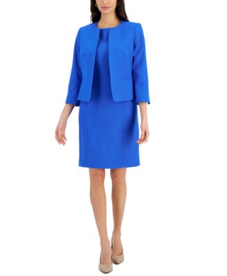Le Suit - Women's Collarless Jacket & Sheath Dress Suit, Regular & Petite