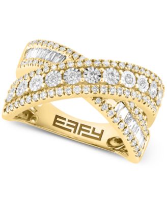 EFFY Collection - Diamond Round & Baguette Crossover Statement Ring (3/4 ct. t.w.) in 14k Gold
