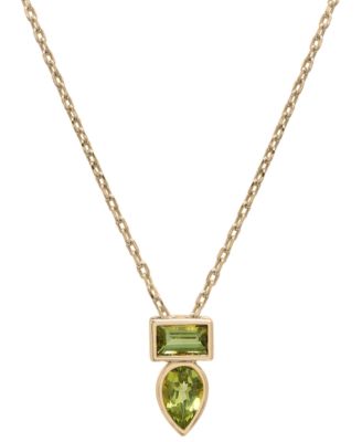 Audrey by Aurate - Peridot (3/8 ct. t.w.) & Green Tourmaline (1/3 ct. t.w.) Bezel 18" Pendant Necklace in Gold Vermeil (Also available in Morganite & Pink Topaz)