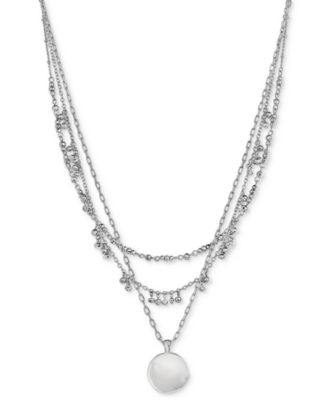 Style & Co - Gold-Tone Hammered Disc Beaded Layered Pendant Necklace, 17" + 3" extender