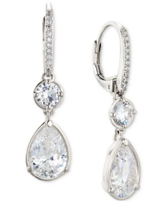 Eliot Danori - Silver-Tone Cubic Zirconia Drop Earrings