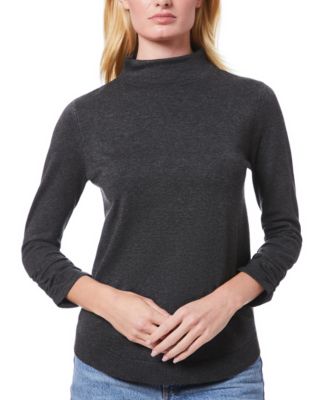 Melissa Paige - Women's Ruched-Sleeve Funnel-Neck Sweater