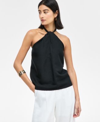 I.N.C. International Concepts - Women's Linen-Blend Braided Halter Top, Exclusively at Macy's