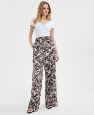 I.N.C. International Concepts - Women's Printed Pull-On Wide-Leg Pants