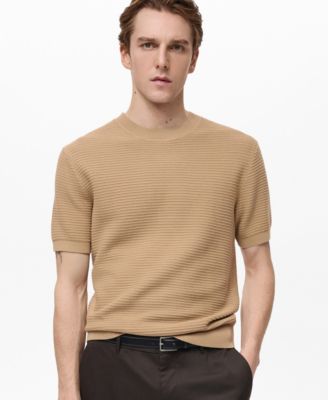 MANGO - Men's Textured Knit EU Regular Fit T-Shirt