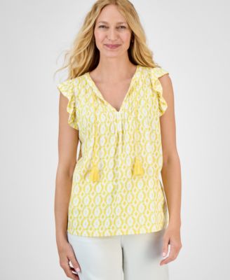 Style & Co - Women's Printed Flutter-Sleeve Top, Exclusively at Macy's