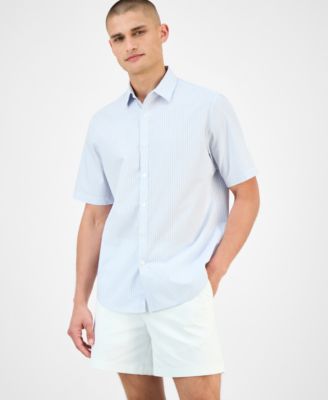 Alfani - Men's Pacco Short Sleeve Striped Button-Front Shirt