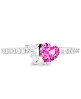 Macy's - Ruby (0.55 ct. t.w.) and Cubic Zirconia (0.63 ct. t.w.) Stone Ring in Sterling Silver