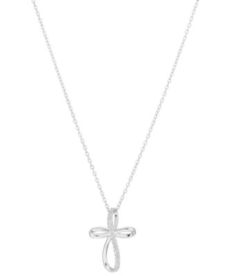 Macy's - Cubic Zirconia Cross Necklace (0.14 ct. t.w.) in Sterling Silver (also in 14K Gold)
