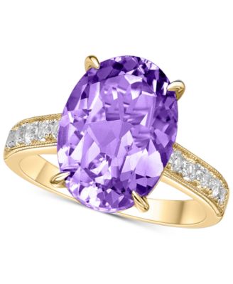Macy's - Truffle Sapphire (7 ct. t.w. ) & White Topaz (1 ct. t.w. ) Oval Ring in Sterling Silver (Also in Amethyst & Blue Topaz)