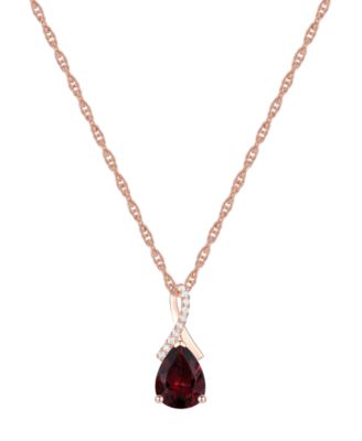 Macy's - Amethyst (1-1/3 ct. t.w.) & Lab-Grown White Sapphire (1/20 ct. t.w.) Pear 18" Pendant Necklace in 14k Gold (Also Available in Additional Gemstones)