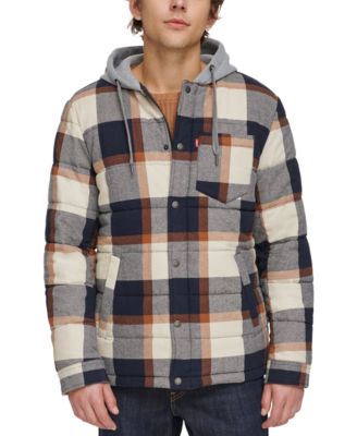 Levi's - Men's Plaid Quilted Hooded Shirt Jacket