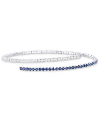 Macy's - Sapphire (1-1/5 ct. t.w.) & Diamond (1 ct. t.w.) Flex Wrap Bracelet 14k White Gold