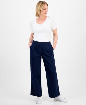 Style & Co - Petite Wide-Leg Pull-On Cargo Pants