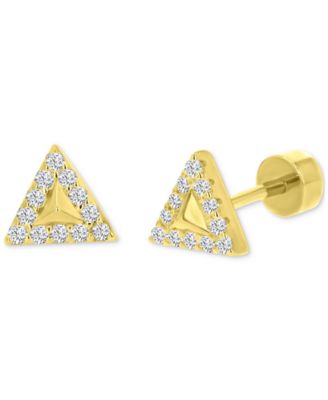 Macy's - Cubic Zirconia Triangle Stud Earrings (1/4 ct. t.w.) in 14k Gold-Plated Sterling Silver