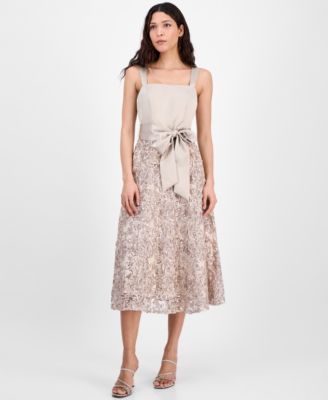 Tahari ASL - Women's Satin & Soutache Sequin Midi Dress