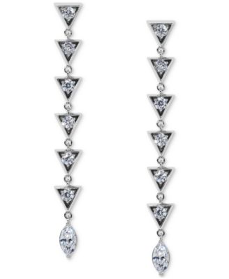 Eliot Danori - Silver-Tone Cubic Zirconia Triangle Linear Drop Earrings