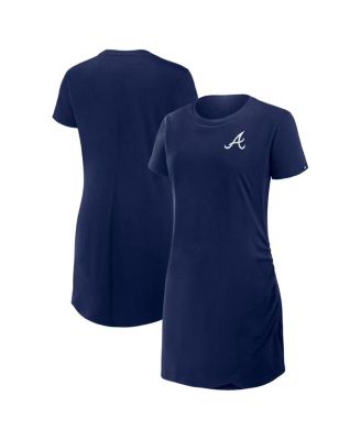 Fanatics - Women's Navy Atlanta Braves Ruched Drape T-Shirt Dress
