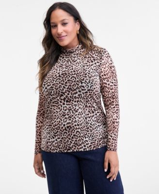 I.N.C. International Concepts - Plus Size Mock-Neck Mesh Top