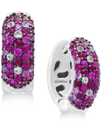 EFFY Collection - Ruby (1-3/8 ct. t.w.) & Pink Sapphire (3/4 ct. t.w.) Hoop Earrings in Sterling Silver
