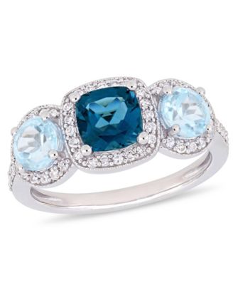 Macy's - Gemstone and Diamond (1/3 ct.t.w.) 3-Stone Halo Ring