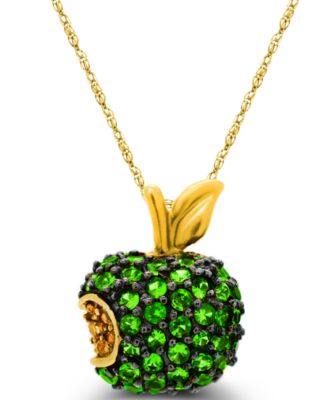 Macy's - Tsavorite (1-3/8  ct. t.w.) and Yellow Sapphire (1/10  ct. t.w.) Pendant in 14K Gold